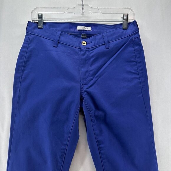 Nautica Pants Women Sz 4 Slim Fit Ankle Chino Mid Rise Casual Stretch Royal Blue - Picture 3 of 10